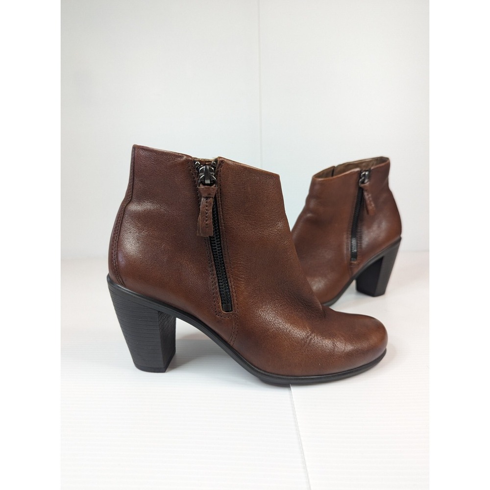 Ecco Ankle Booties Women's US 7-7.5 / EU 38 Touch 75 Cuban Heel Double Zip Boots